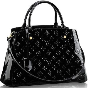 LV Montaigne BB Tote Bag Monogram Vernis Black