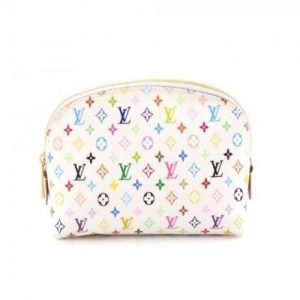LV Multicolor Cosmetic Pouch GM White