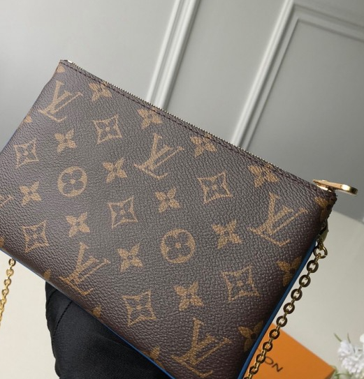 LV Pochette Double Zip Monogram Canvas Blue Blooming Flowers - Image 3