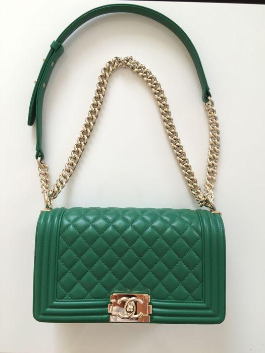Chanel Boy Medium Handbag Green - Image 5