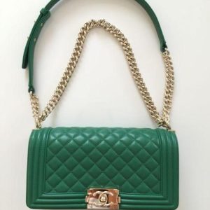 Chanel Boy Medium Handbag Green