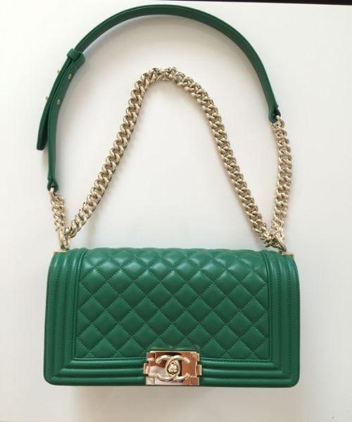 Chanel Boy Medium Handbag Green