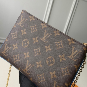 LV Pochette Double Zip Monogram Canvas Blue Blooming Flowers