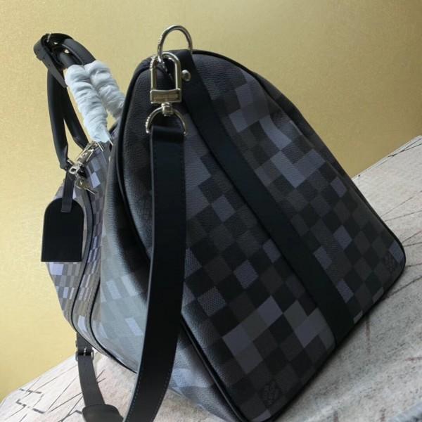 LV Keepall Bandoulière 50 Gray Pixel - Image 4