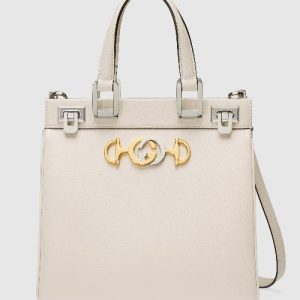Gucci Zumi Grainy Leather Small Top Handle Bag White
