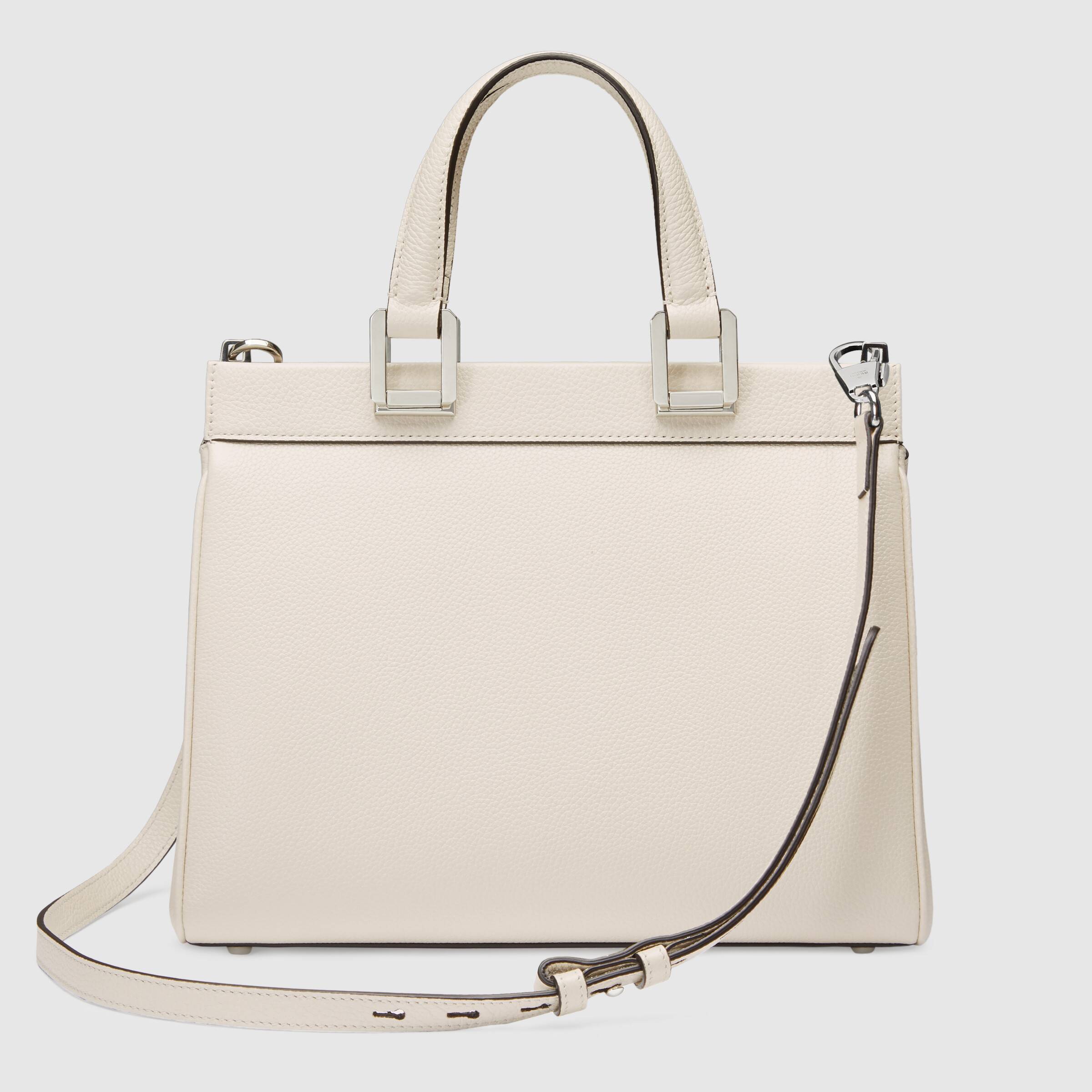 Gucci Zumi Grainy Leather Small Top Handle Bag White - Image 3