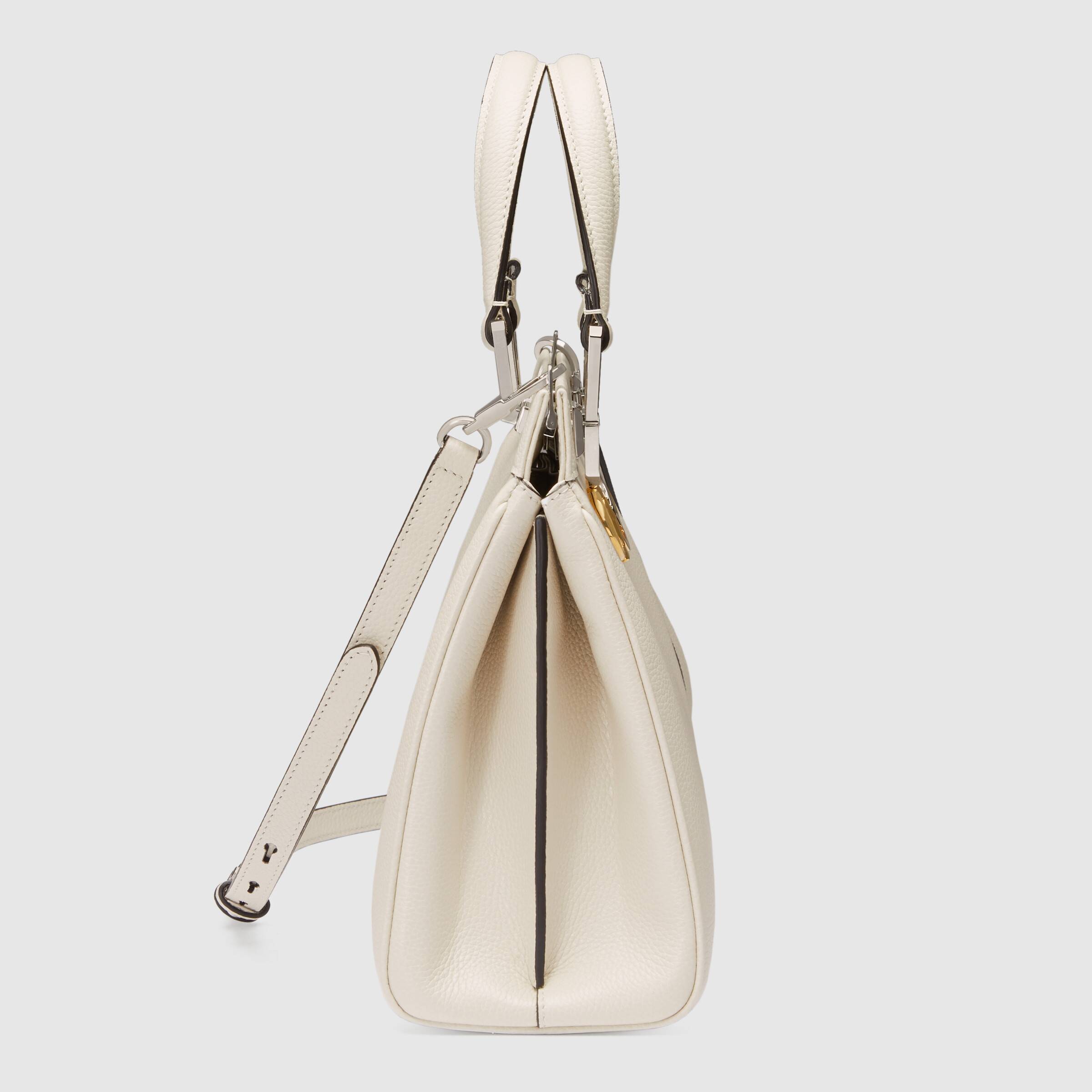 Gucci Zumi Grainy Leather Small Top Handle Bag White - Image 4