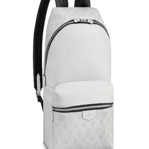 LV Discovery Backpack PM Taiga Leather Monogram White