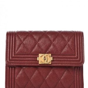 Chanel Boy Small Flap Wallet Maroon