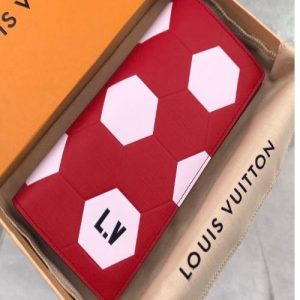 LV Brazza Wallet Epi Leather Hexagon Red