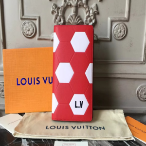 LV Brazza Wallet Epi Leather Hexagon Red