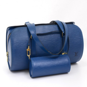 LV Soufflot Bag Black Epi Leather Blue
