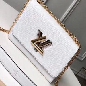 LV Twist MM Epi Leather White Gold-Colored Lock