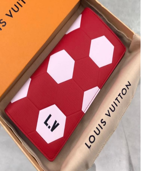 LV Brazza Wallet Epi Leather Hexagon Red - Image 2