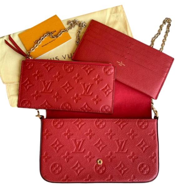 LV Pochette Felicie Bag Monogram Leather Cerise - Image 3