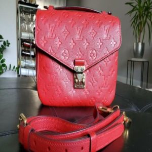 LV Pochette Metis Monogram Empreinte Leather Cerise/Blue