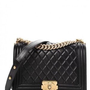 Chanel Boy Medium Handbag Lambskin Black