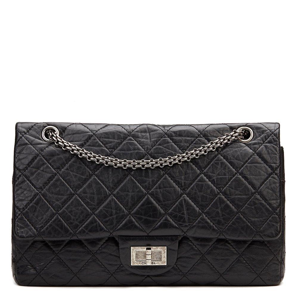 Chanel 2.55 Aged Calfskin Handbag Black - Image 3