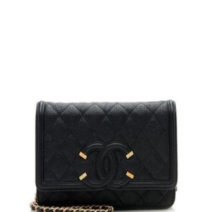 Chanel Wallet On Chain – WOC CC Filigree Black Grained Calfskin