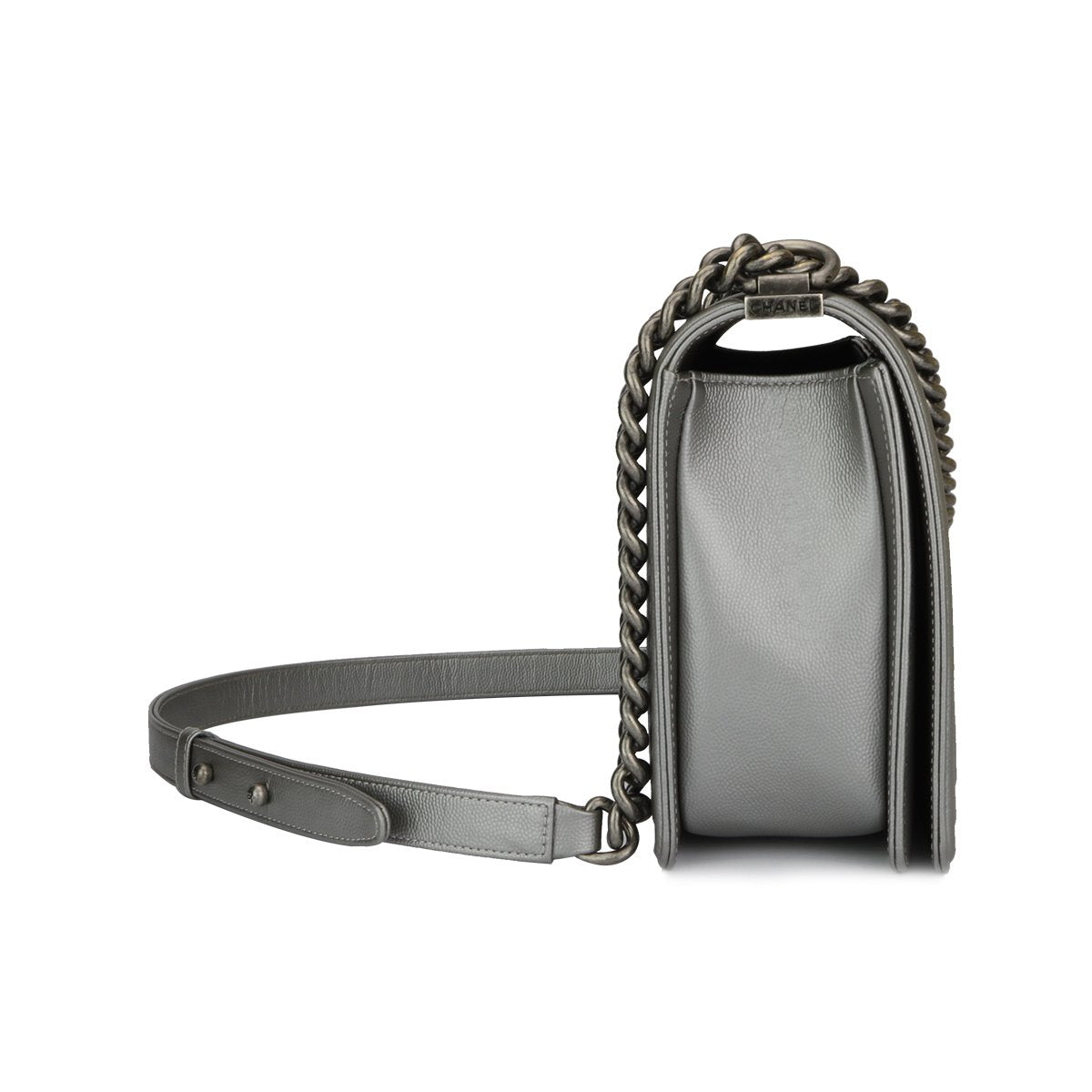 Chanel Boy Handbag Grey - Image 5