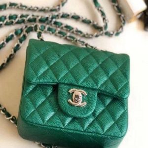 Chanel Boy Square Clutch With Chain – CWC Grained Calfskin Green