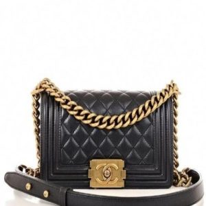 Small Boy Chanel Handbag Black-Gold