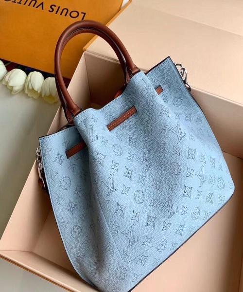 LV Girolata Handbag Mahina Bleu Horizon Pumpkin - Image 4