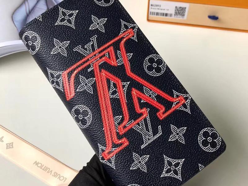 LV Brazza Wallet Monogram Upside Down Canvas Infrarouge Initials - Image 3