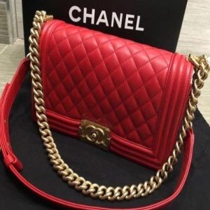 Chanel Boy Medium Handbag Red