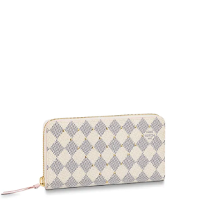 LV Clemence Wallet Damier Azur Canvas Rose Ballerine