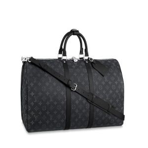 LV Keepall 55 Bandouliere Duffel Bag Monogram Eclipse Canvas