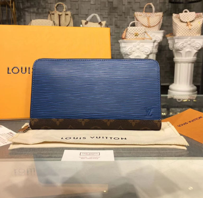 LV Zippy Organizer Epi Leather Blue and Gray - Image 3