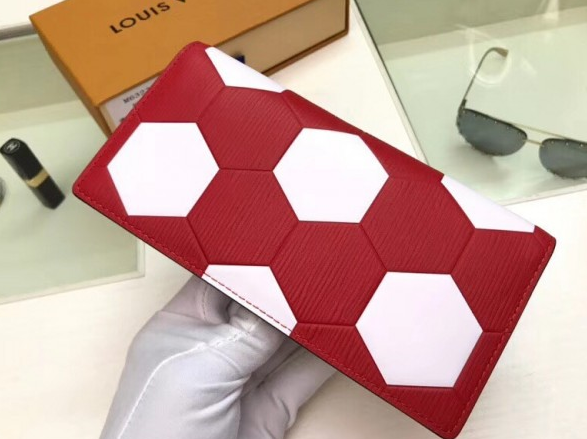 LV Brazza Wallet Epi Leather Hexagon Red - Image 5
