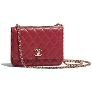 Chanel Wallet On Chain – WOC Lambskin Gold-Toned Metal Maroon