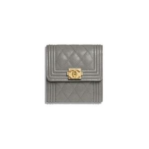 Chanel Boy Small Flap Wallet Grey
