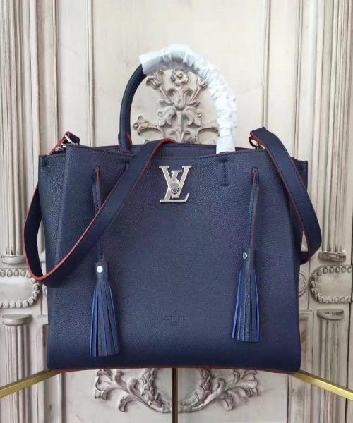 LV Lockmeto Handbag Luxury Leather Marine Rouge - Image 7