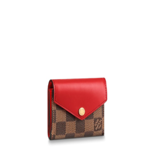 LV Zoé Wallet Damier Ebene Fuchsia colored leather