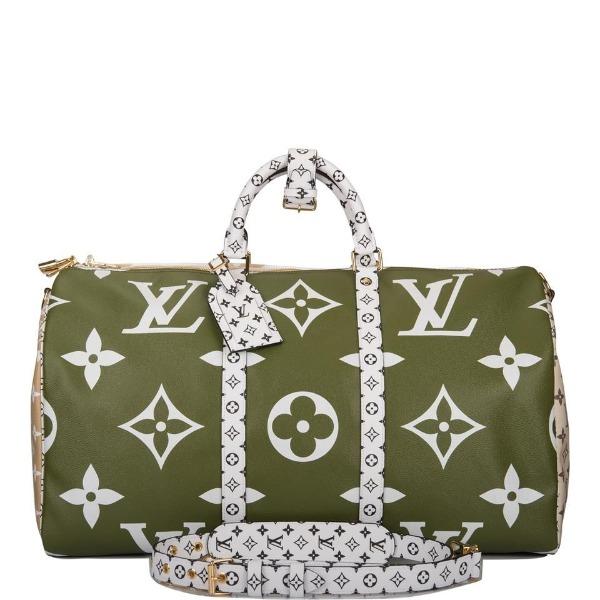 LV Keepall Bandouliere 50 Giant Monogram Green/Beige - Image 2