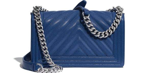Chanel Boy Medium Handbag Navy Blue - Image 4