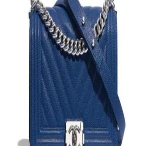Chanel Boy Medium Handbag Navy Blue