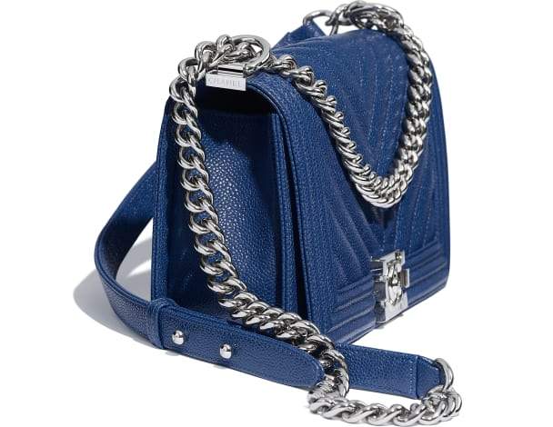 Chanel Boy Medium Handbag Navy Blue - Image 3