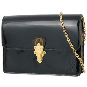 LV Cherrywood Chain Wallet Patent Leather Monogram Noir