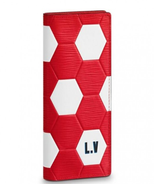 LV Brazza Wallet Epi Leather Hexagon Red - Image 6