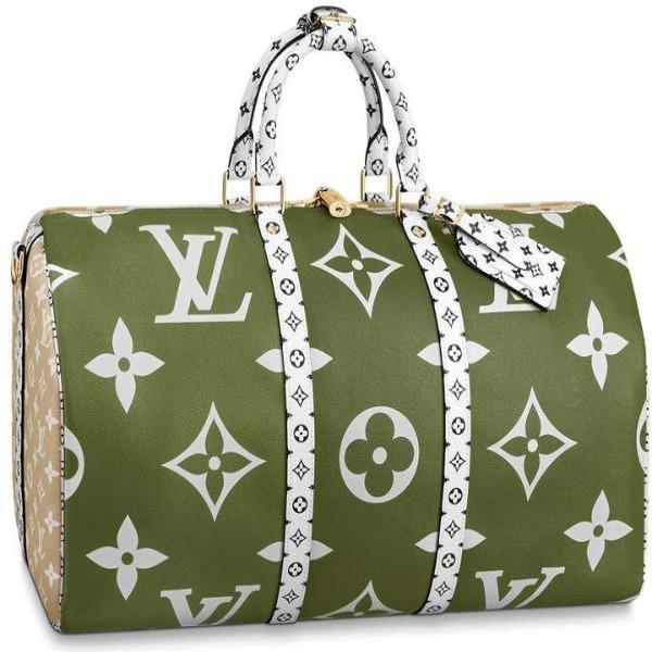 LV Keepall Bandouliere 50 Giant Monogram Green/Beige - Image 3
