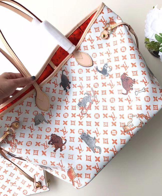 LV Neverfull MM Catogram White/Orange - Image 2
