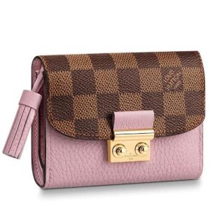 LV Croisette Compact Wallet Damier Ebene canvas w/ grained leather Magnolia