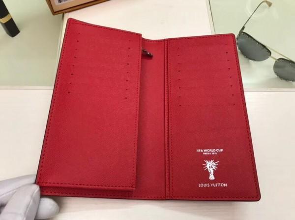 LV Brazza Wallet Epi Leather Hexagon Red - Image 3