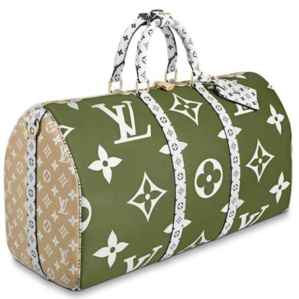 LV Keepall Bandouliere 50 Giant Monogram Green/Beige - Image 4
