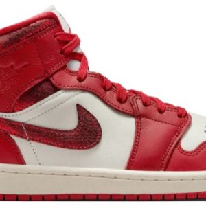 Air Jordan 1 Mid WMNS "Red Cracked Leather"